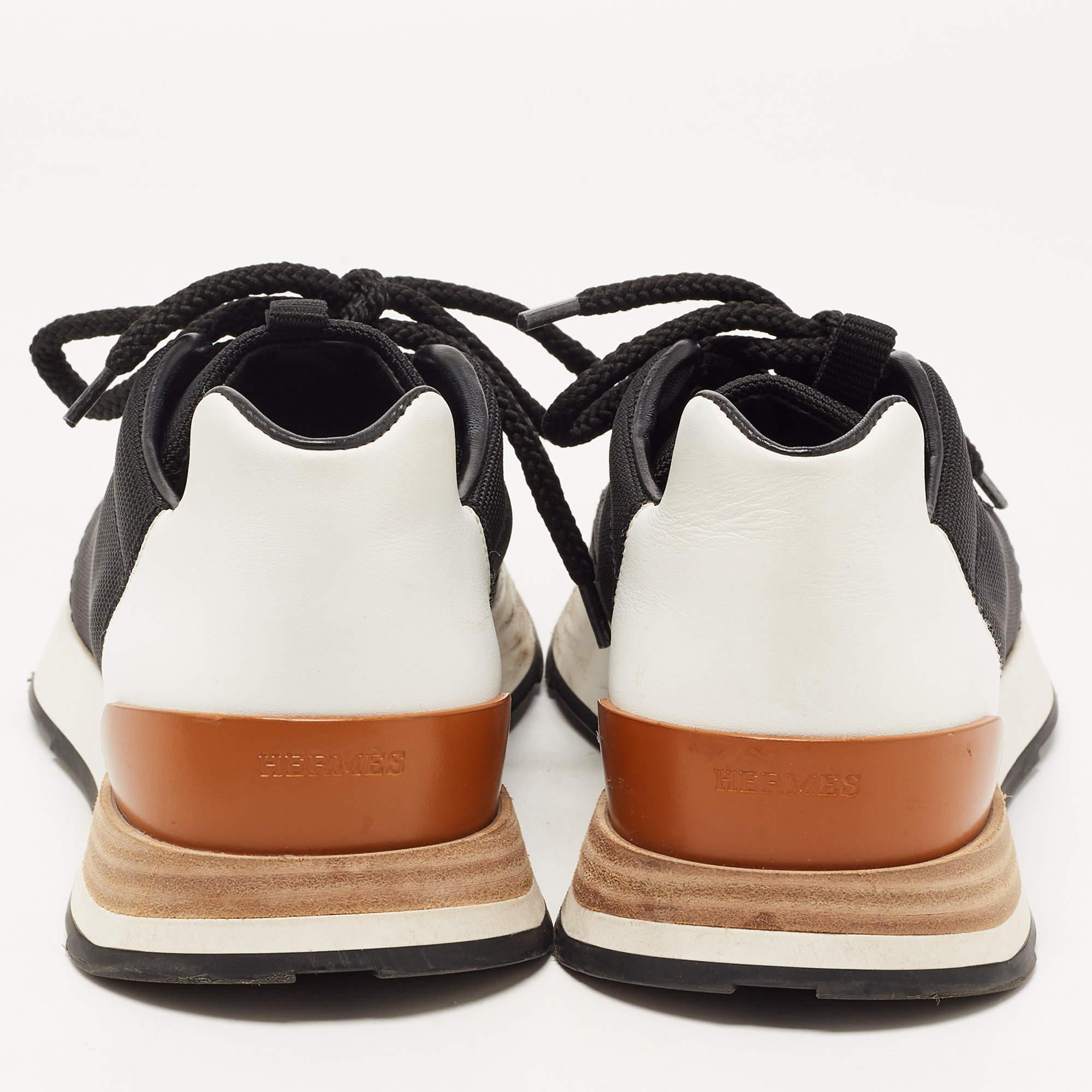 Hermes Tricolor Canvas and Leather Miles Sneakers Size 36.5 In Good Condition In Dubai, Al Qouz 2