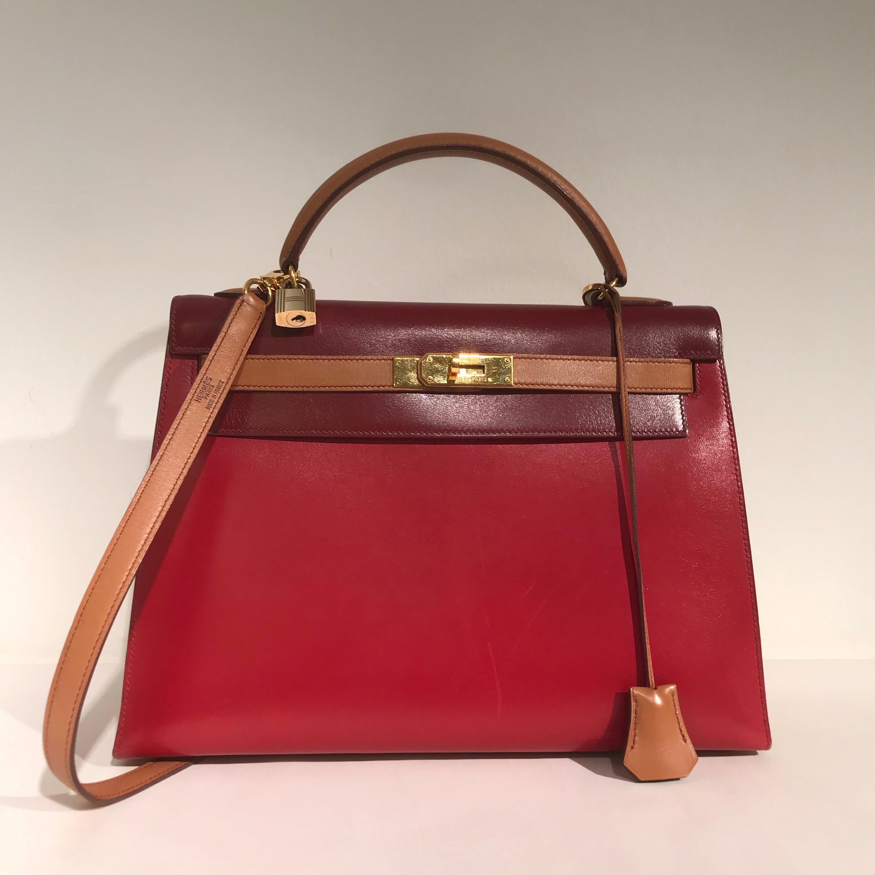 French Hermes Tricolor Kelly Bag