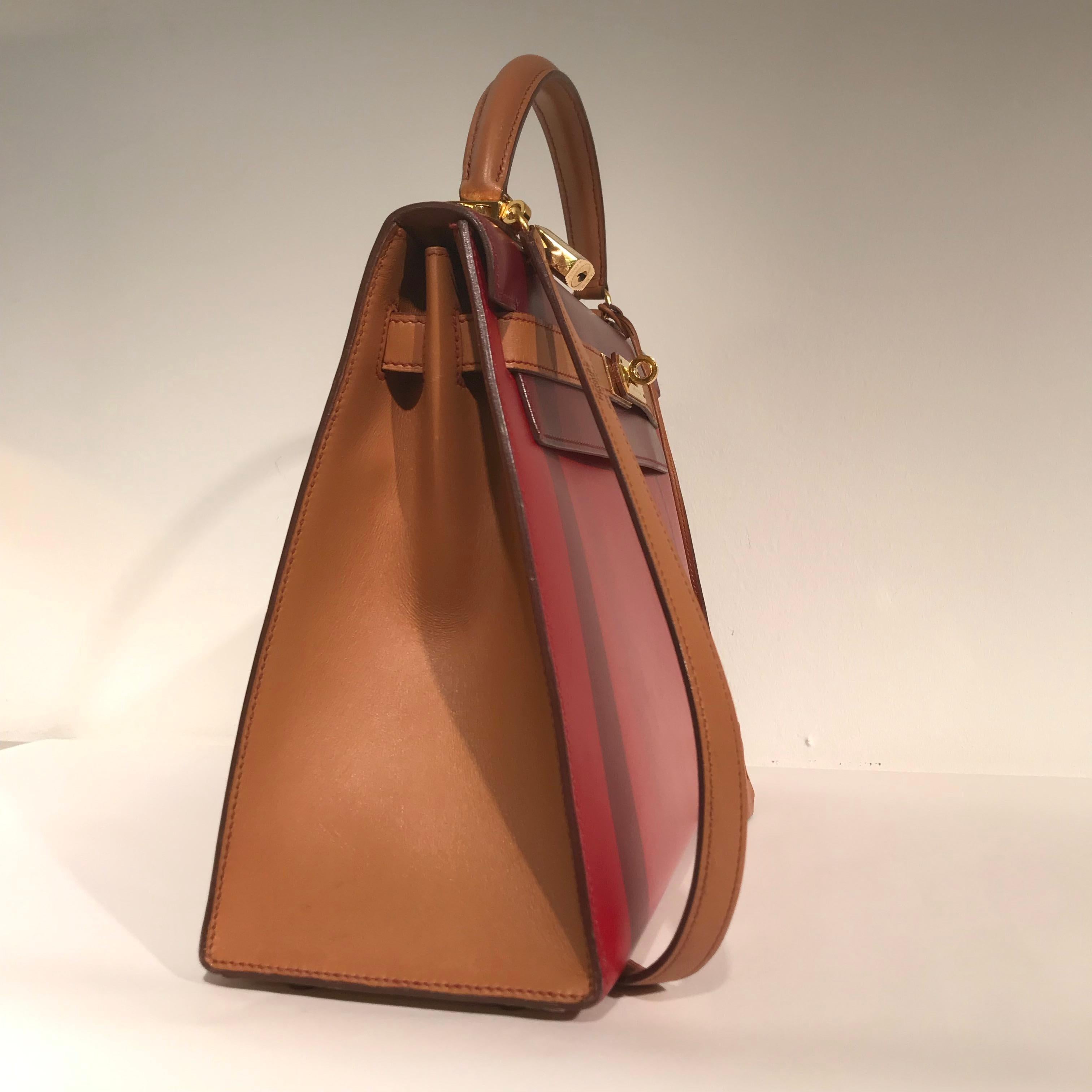 Hermes Tricolor Kelly Bag In Good Condition In Munich, DE