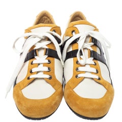 Hermes Tricolor Leder und Wildleder Tie Break Low Top Sneakers Größe 41