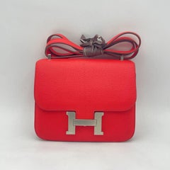 HERMES Constance 18 Rose Texas Pink Chevre Goatskin Silver Hardware PHW Bag 2020
