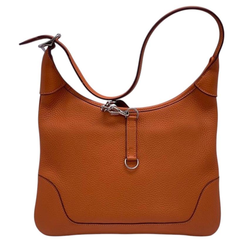 HERMES Trim 31 Orange Leather Hobo Shoulder Bag Stamp H 2004