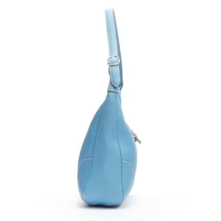 Women's HERMES Trim II 31 Blue Jean Clemence togo lobster clasp hobo shoulder bag