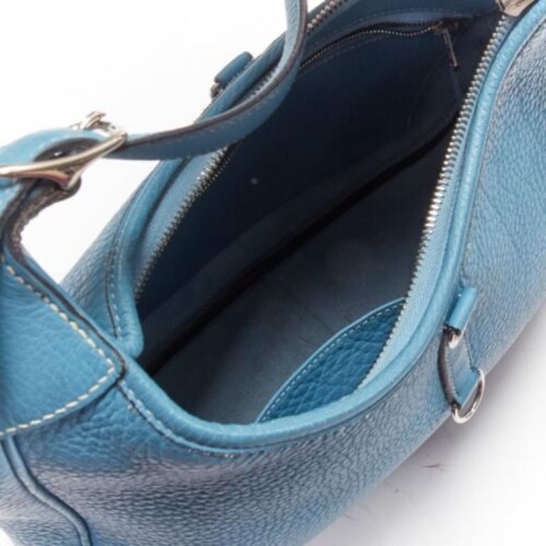 HERMES Trim II 31 Blue Jean Clemence togo lobster clasp hobo shoulder bag 5