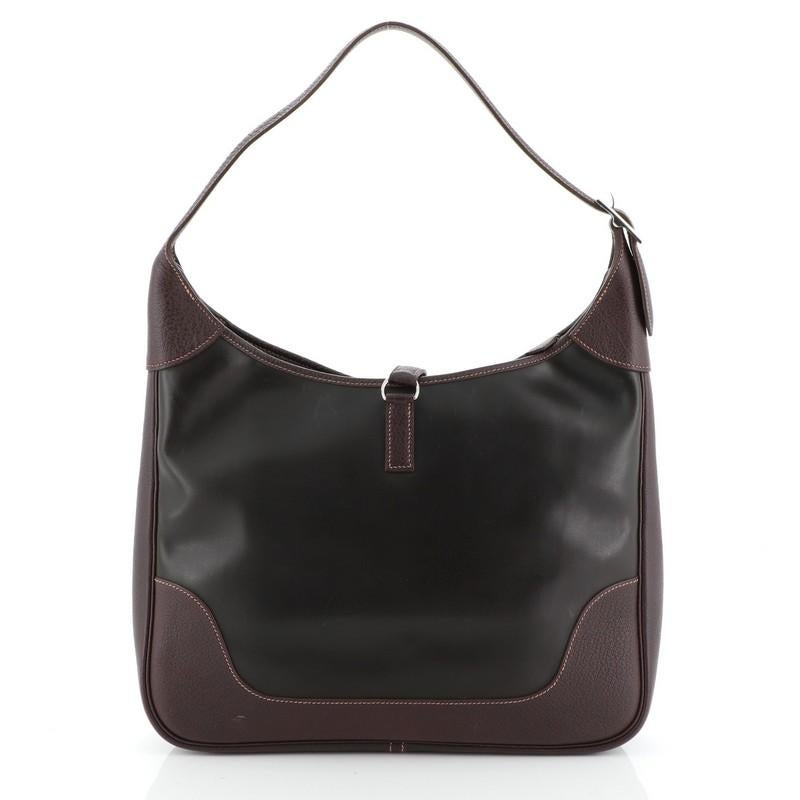 Black Hermes Trim II Bag Amazonia Coated Canvas 35