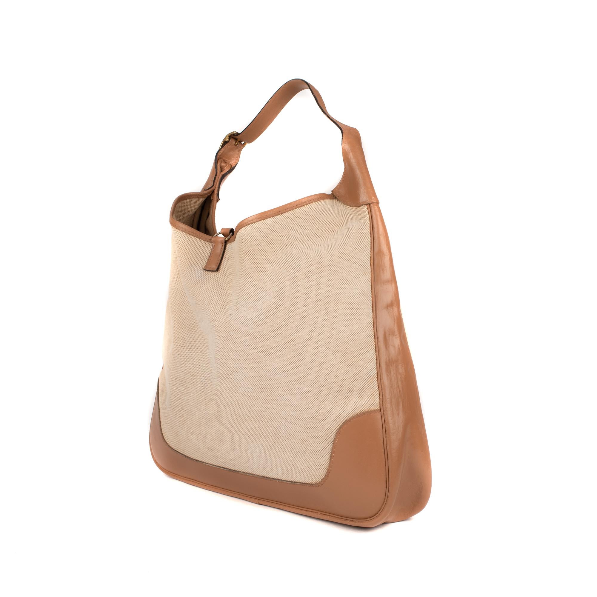 Women's Handbag Hermes Trim XL BI-Material canvas & leather Beige!