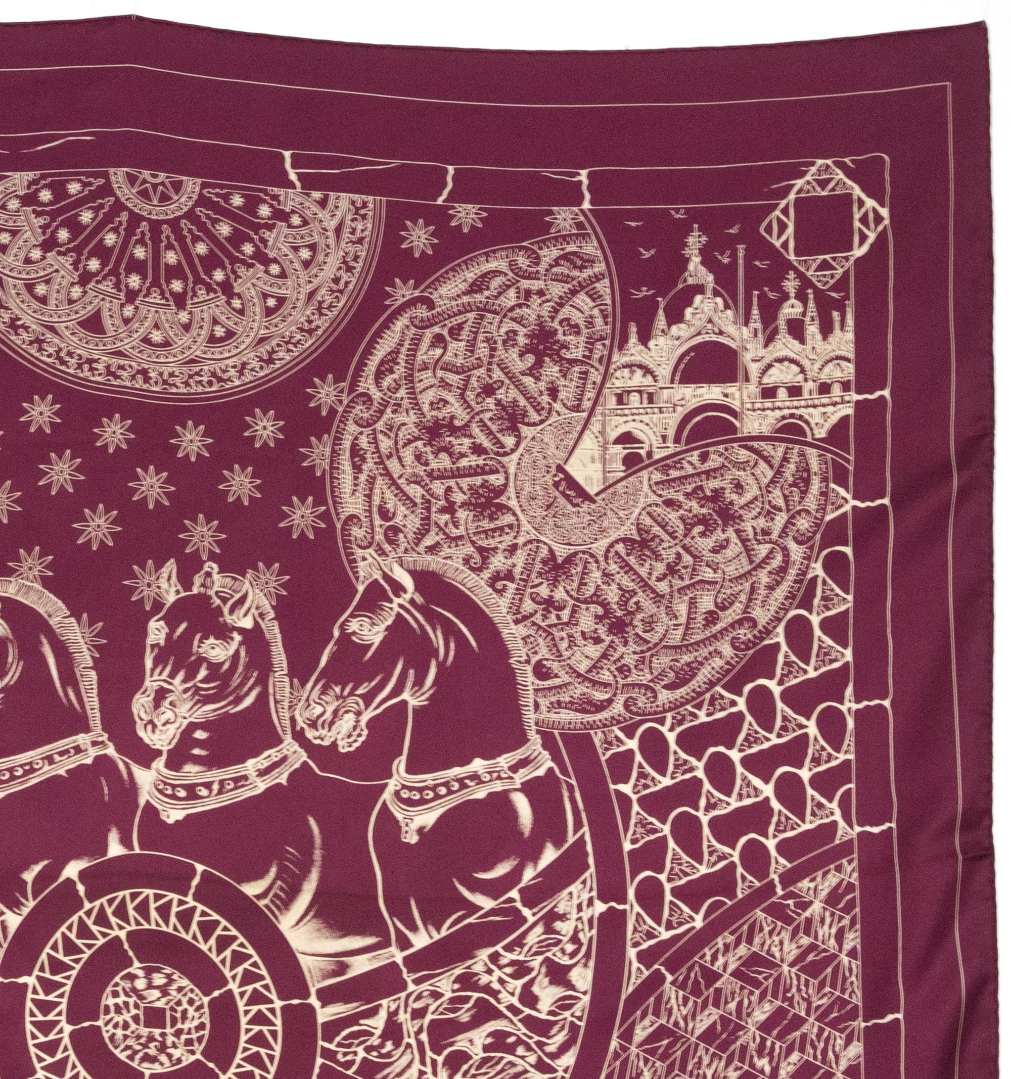 Hermes Trophees de Venise by Julie Abadie Silk Scarf In Good Condition For Sale In Paris, FR