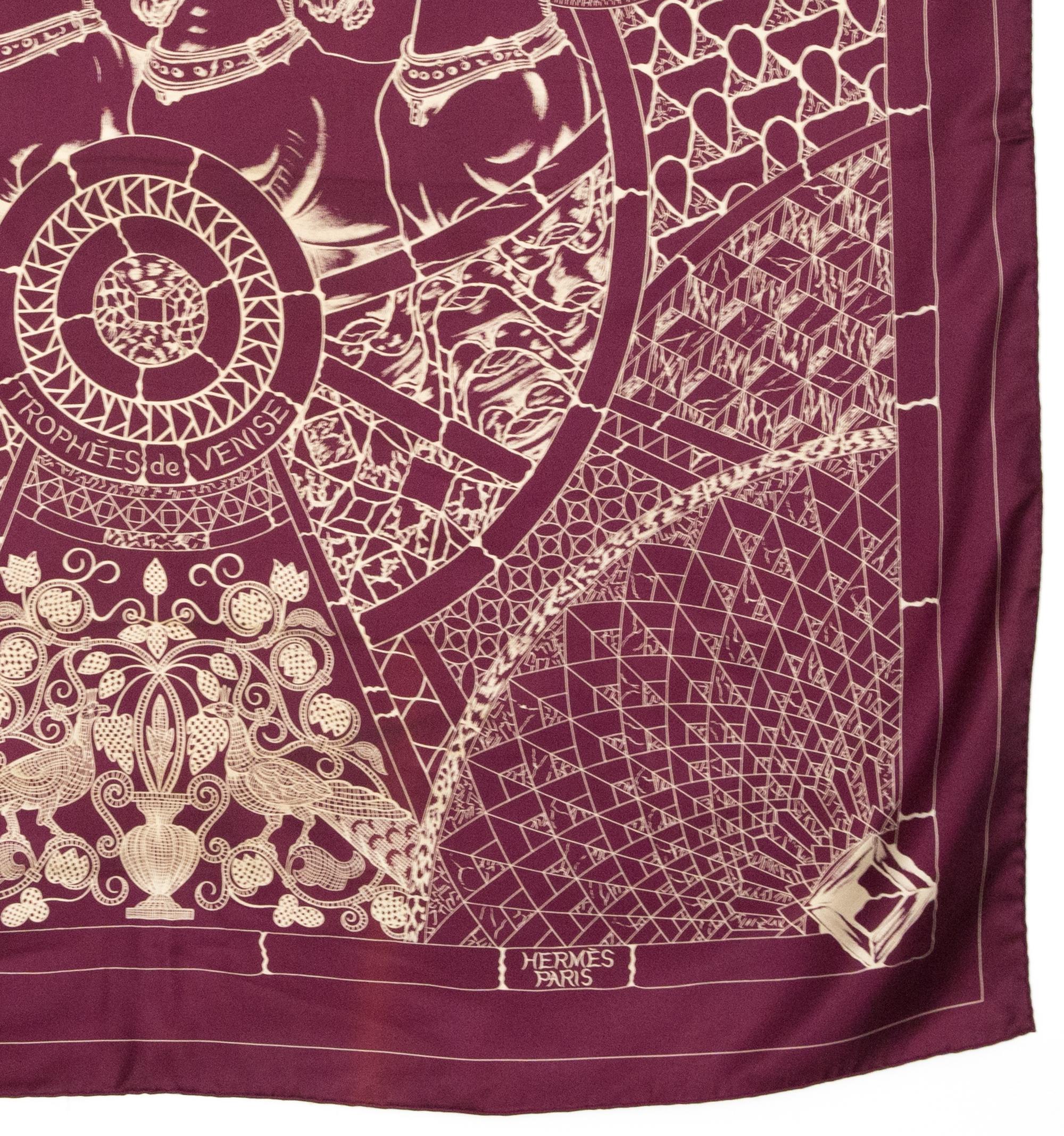 Hermes Trophees de Venise by Julie Abadie Silk Scarf For Sale 1