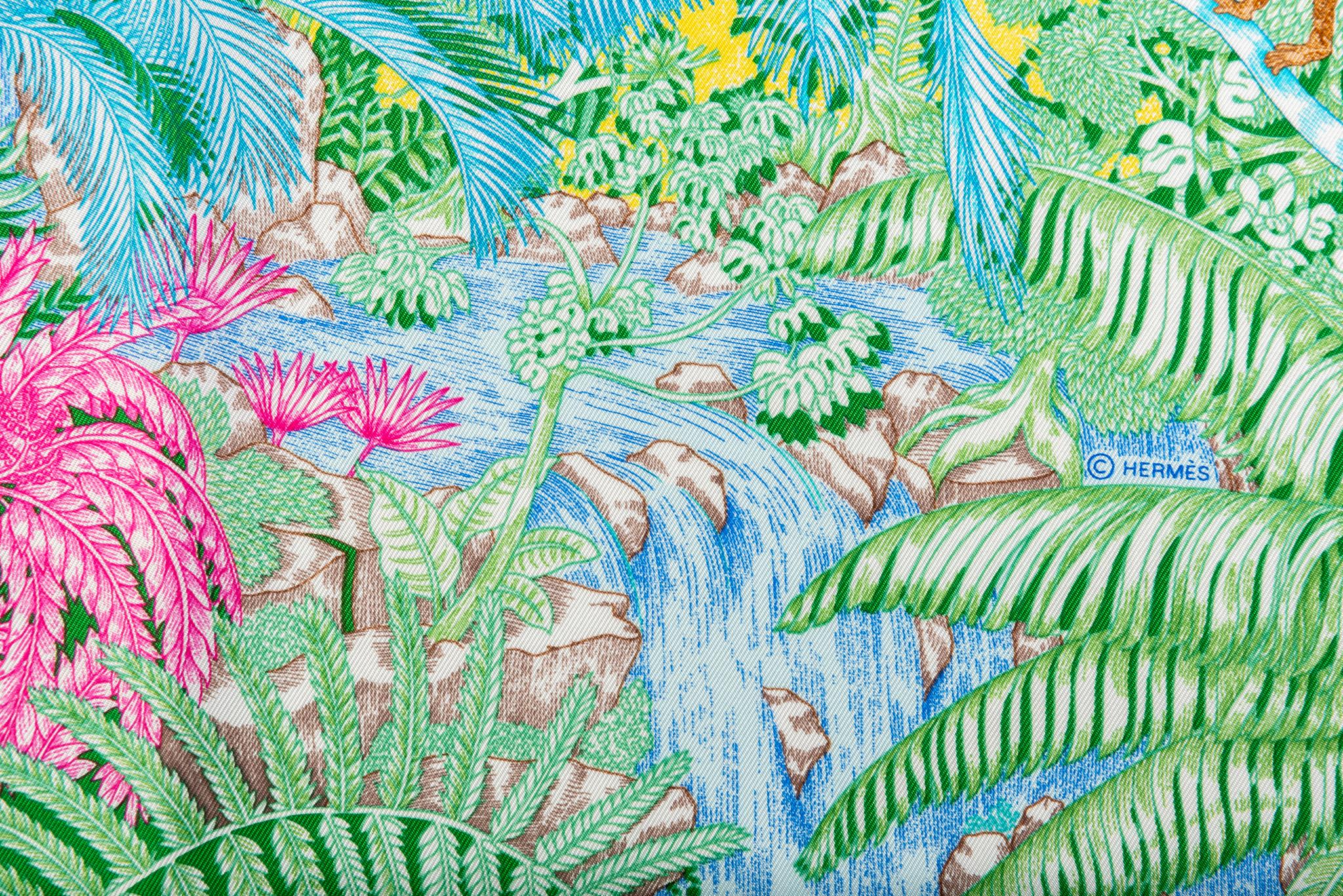 Women's Hermès Tropical Garden Pastel Silk Scarf For Sale