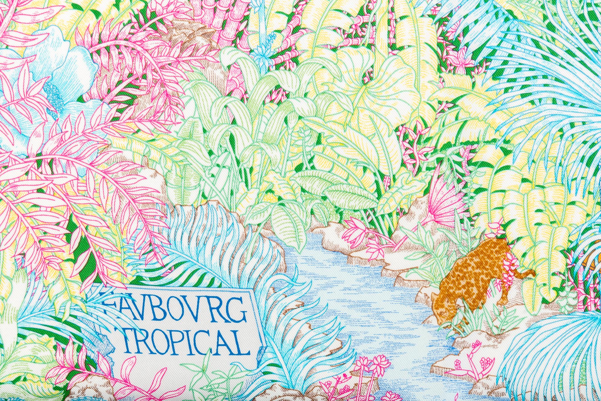 Hermès Tropical Garden Pastel Silk Scarf For Sale 1