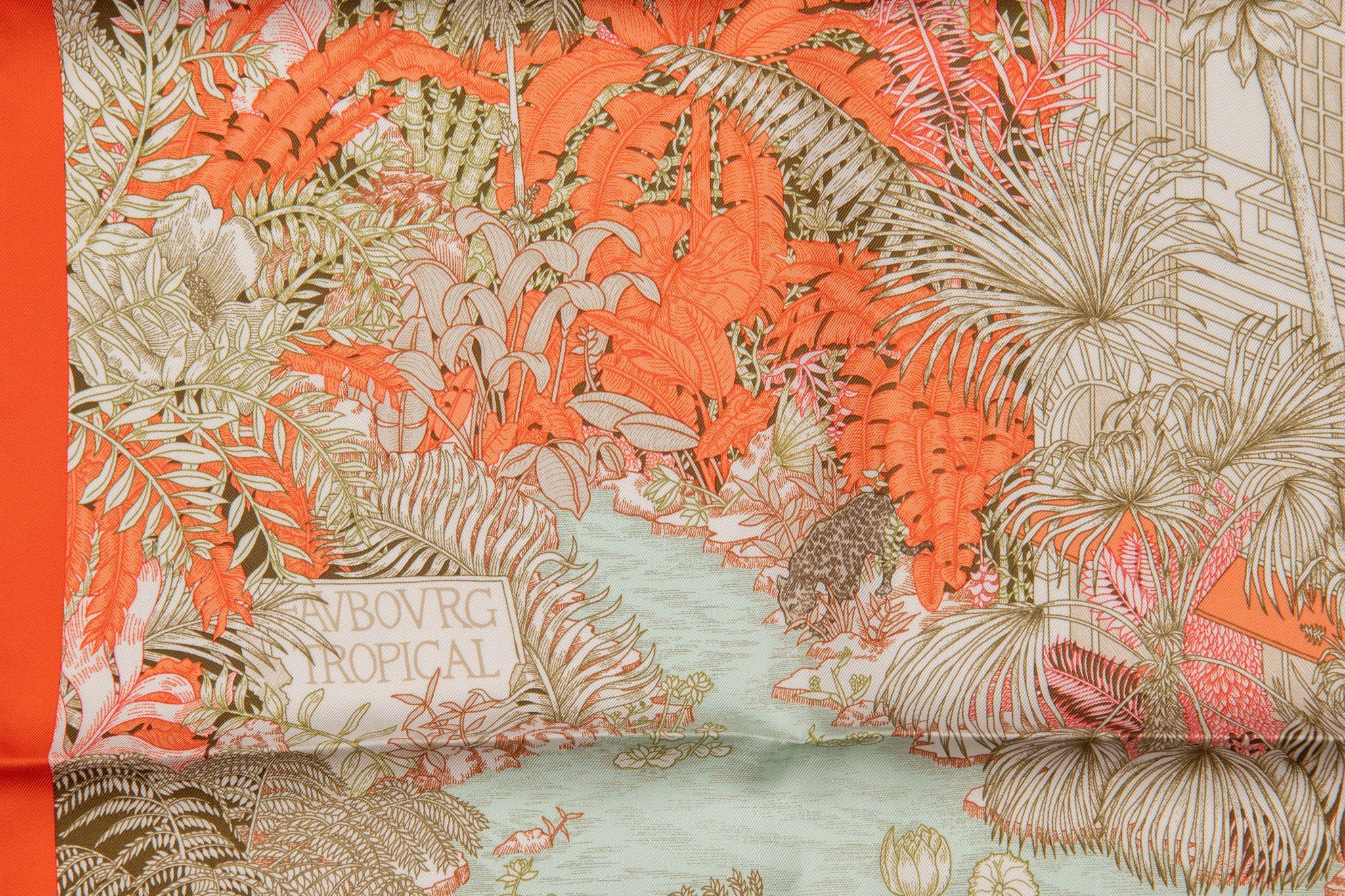 Hermès Tropical Garden Silk Scarf For Sale 1