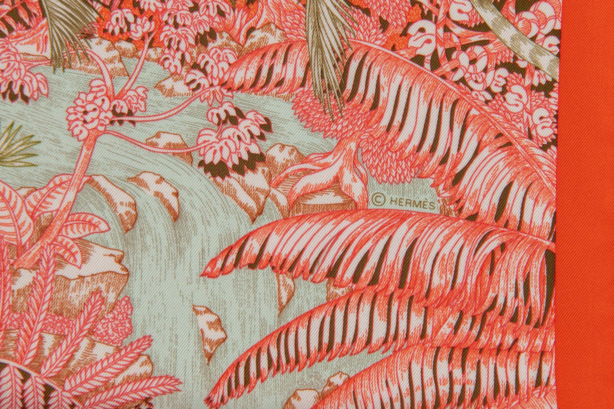 Hermès Tropical Garden Silk Scarf For Sale 2