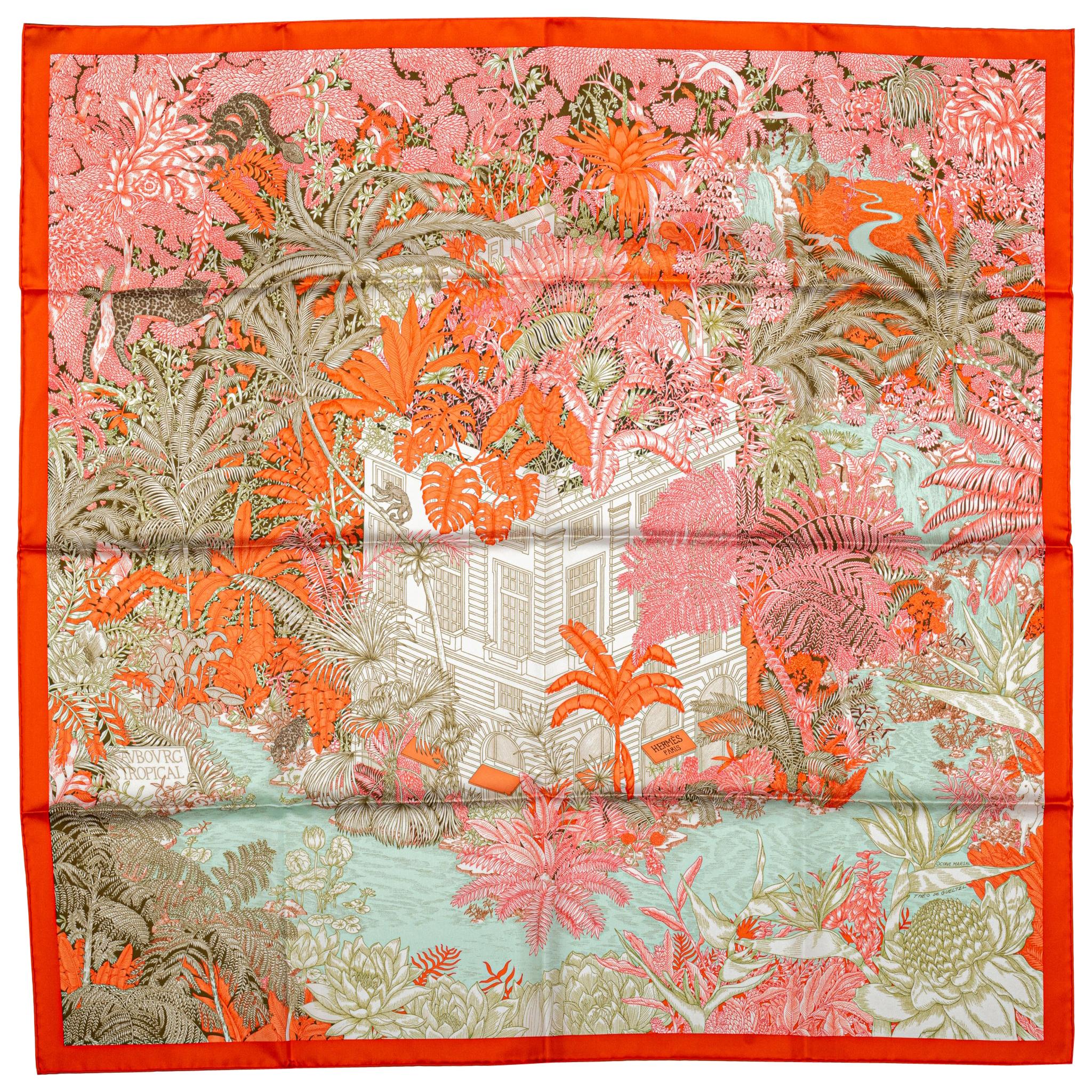 Hermès Tropical Garden Silk Scarf For Sale