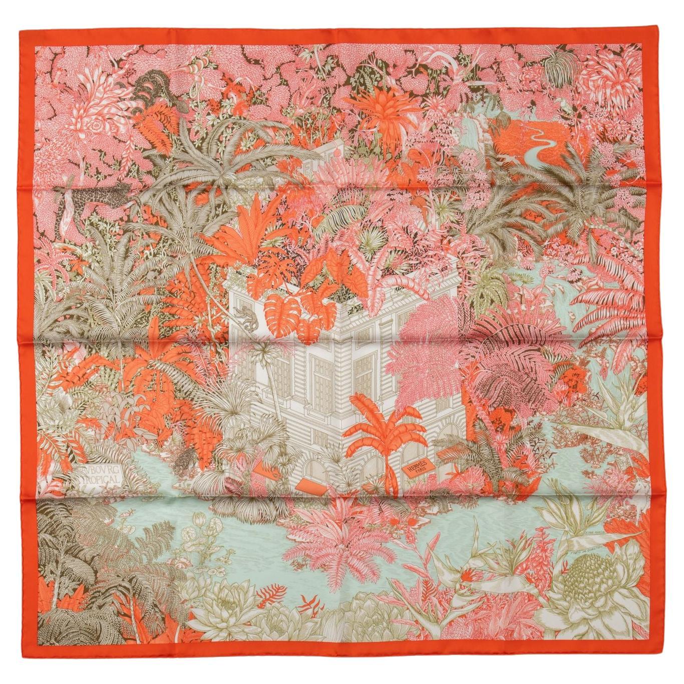 Hermès Tropical Garden Silk Scarf For Sale
