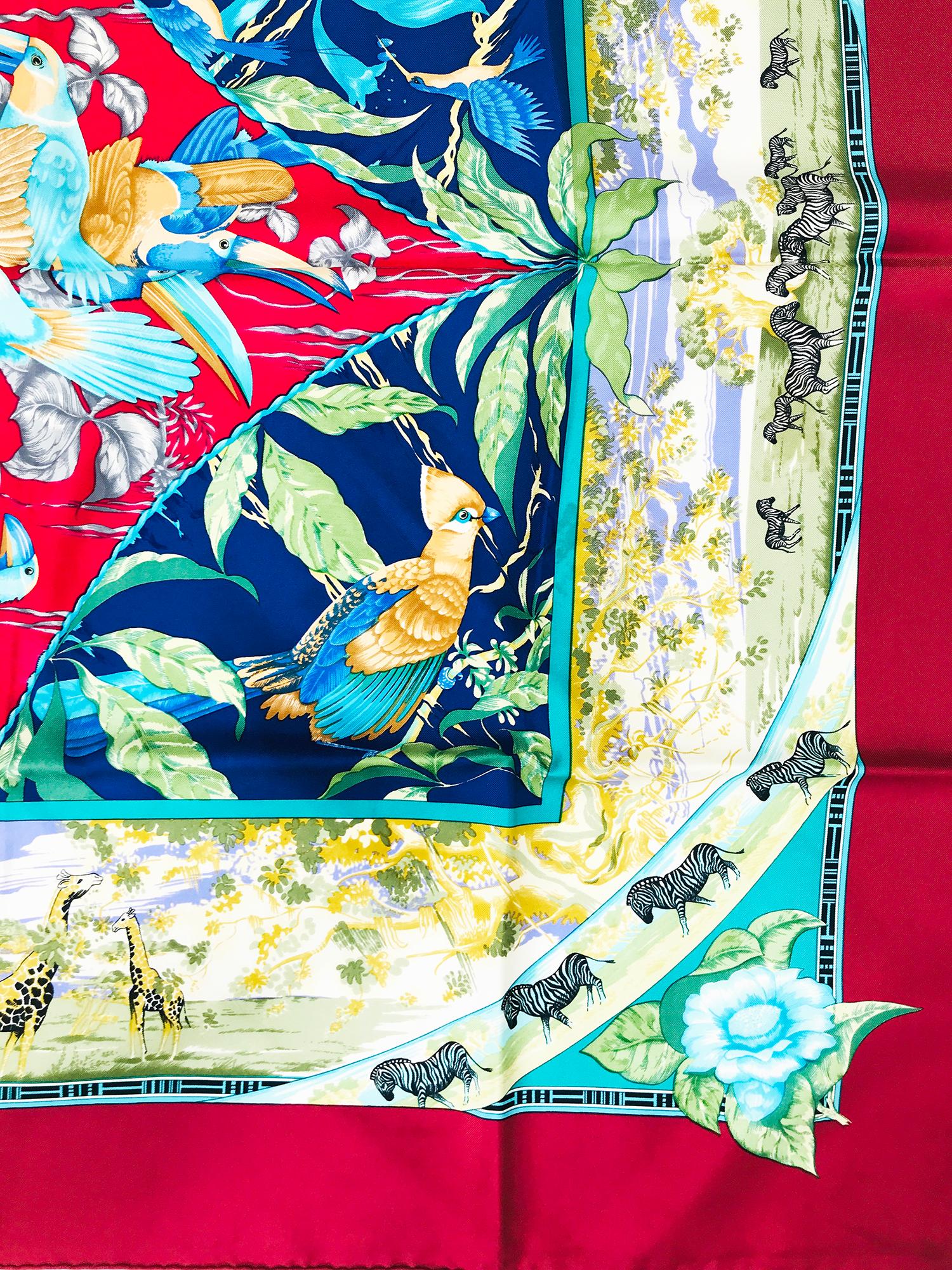 Hermes Tropiques Silk Twill Scarf by Laurence Bourthoumieux 36