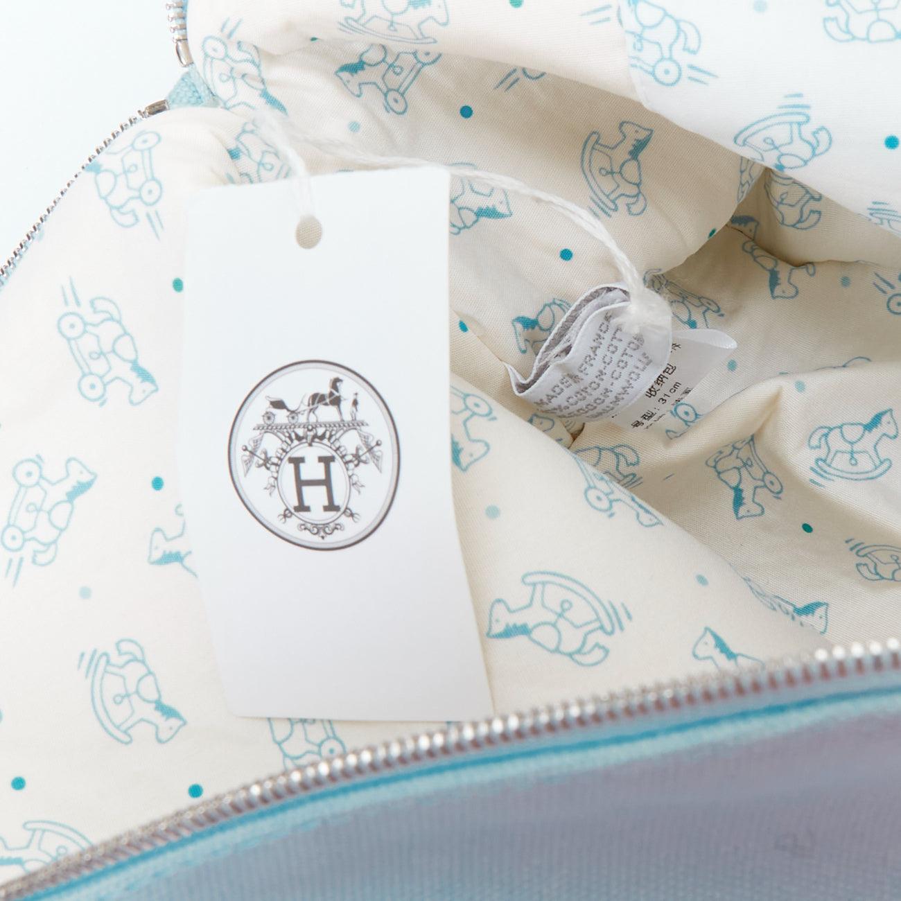 Hermès Trousse Bolide Adada Dots baby blue horse patch canvas pouch 5