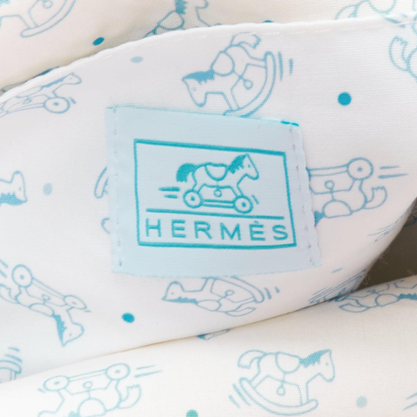 Hermès Trousse Bolide Adada Dots baby blue horse patch canvas pouch 6