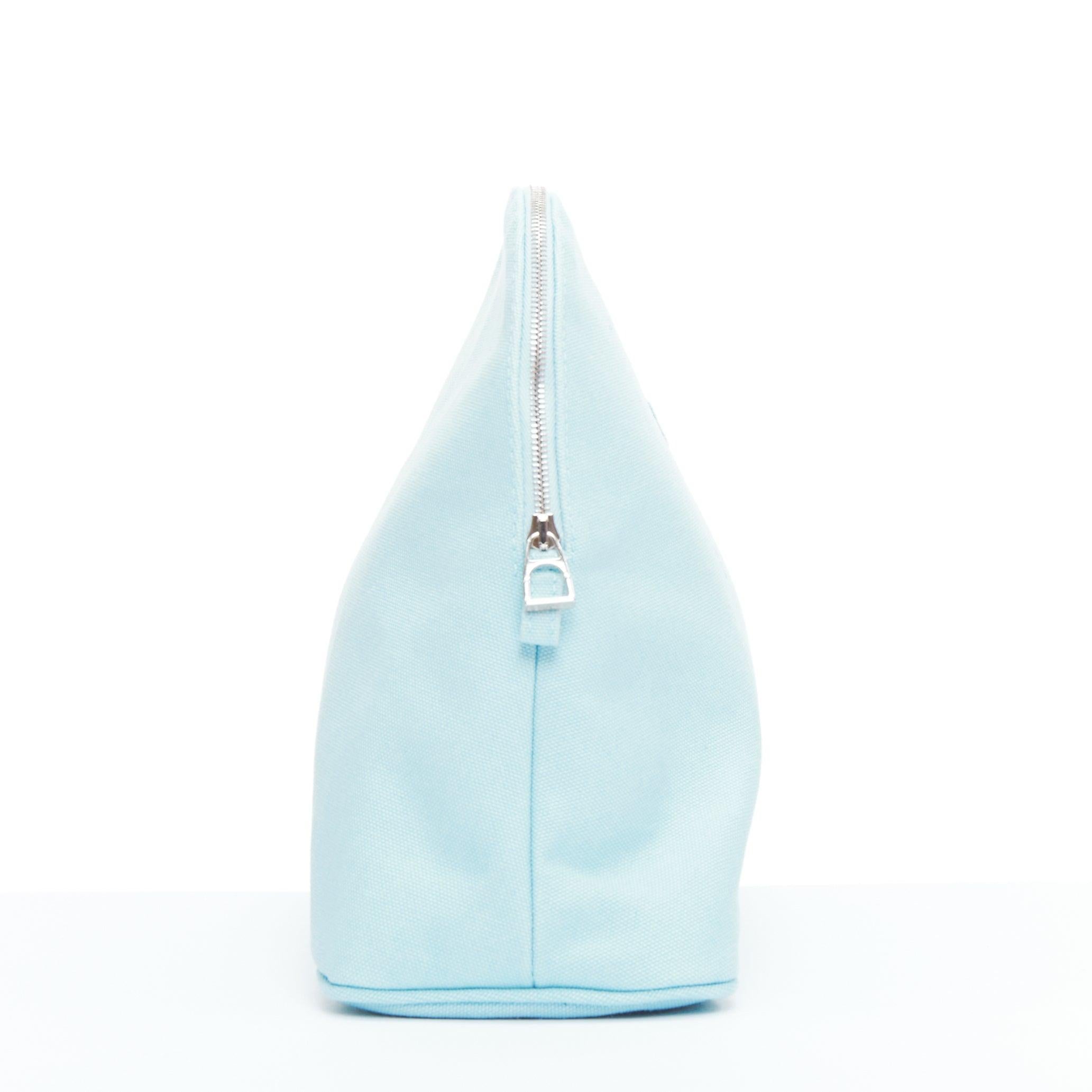 Hermès Trousse Bolide Adada Dots baby blue horse patch canvas pouch In New Condition In Hong Kong, NT