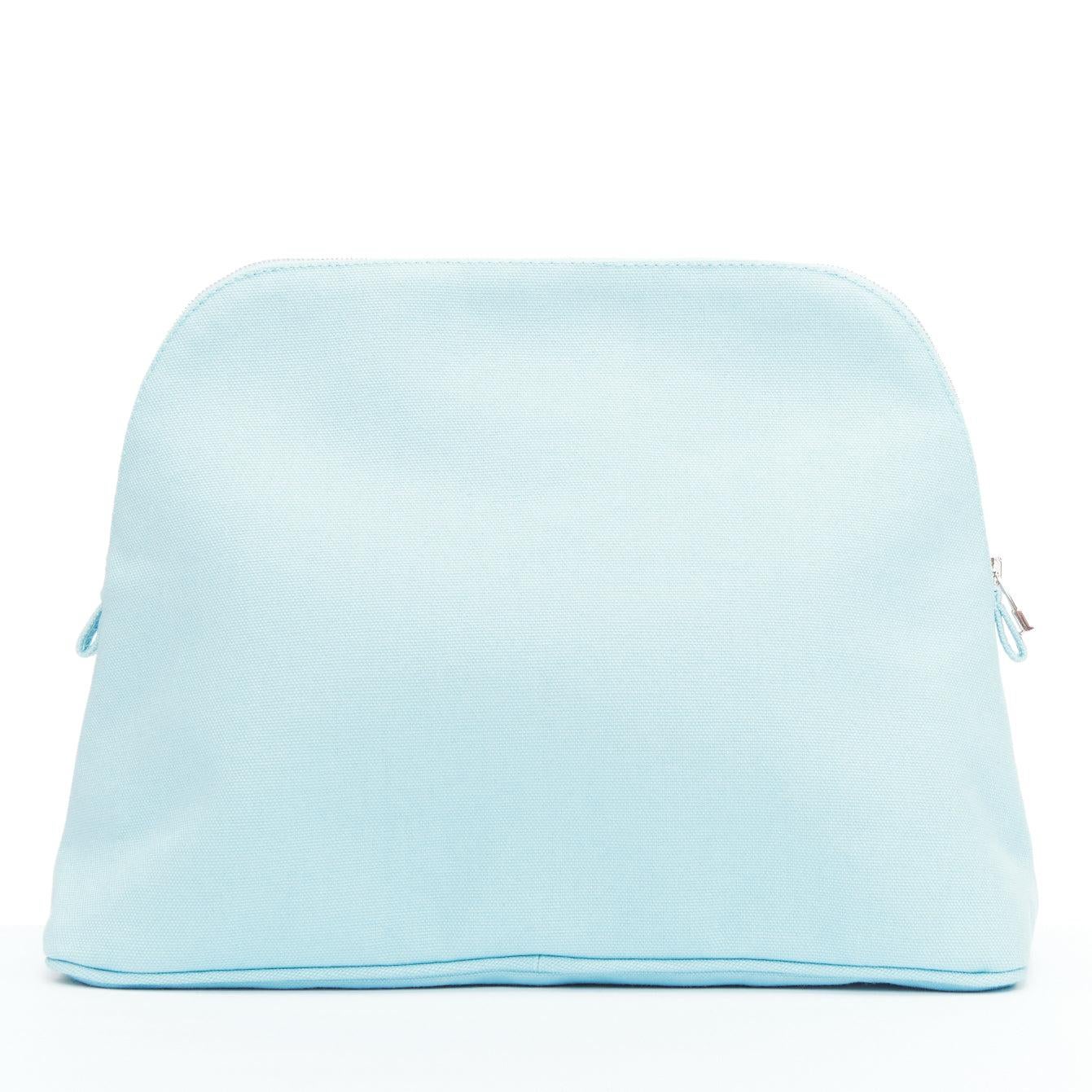 Women's Hermès Trousse Bolide Adada Dots baby blue horse patch canvas pouch