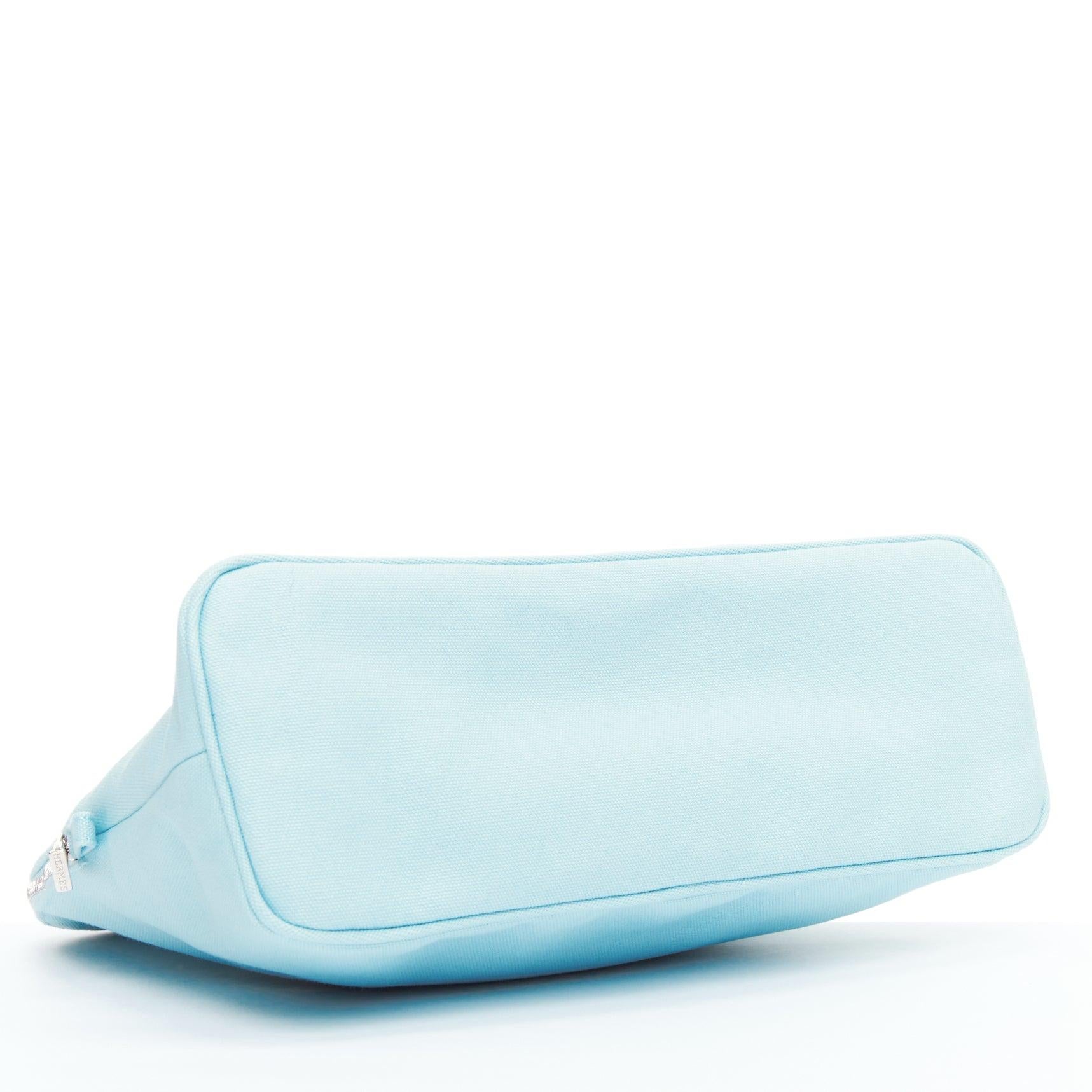 Hermès Trousse Bolide Adada Dots baby blue horse patch canvas pouch 1