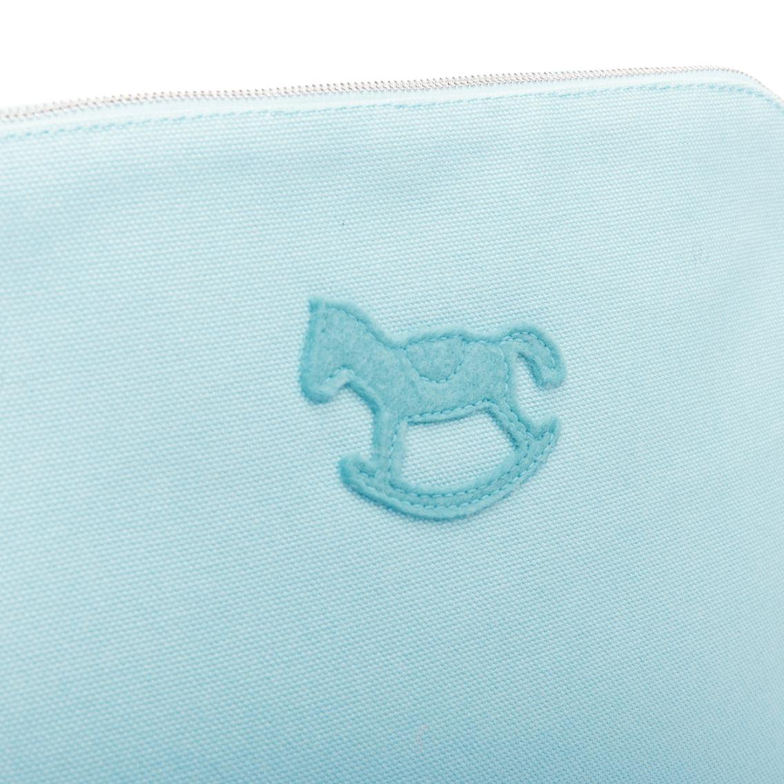 Hermès Trousse Bolide Adada Dots baby blue horse patch canvas pouch 2