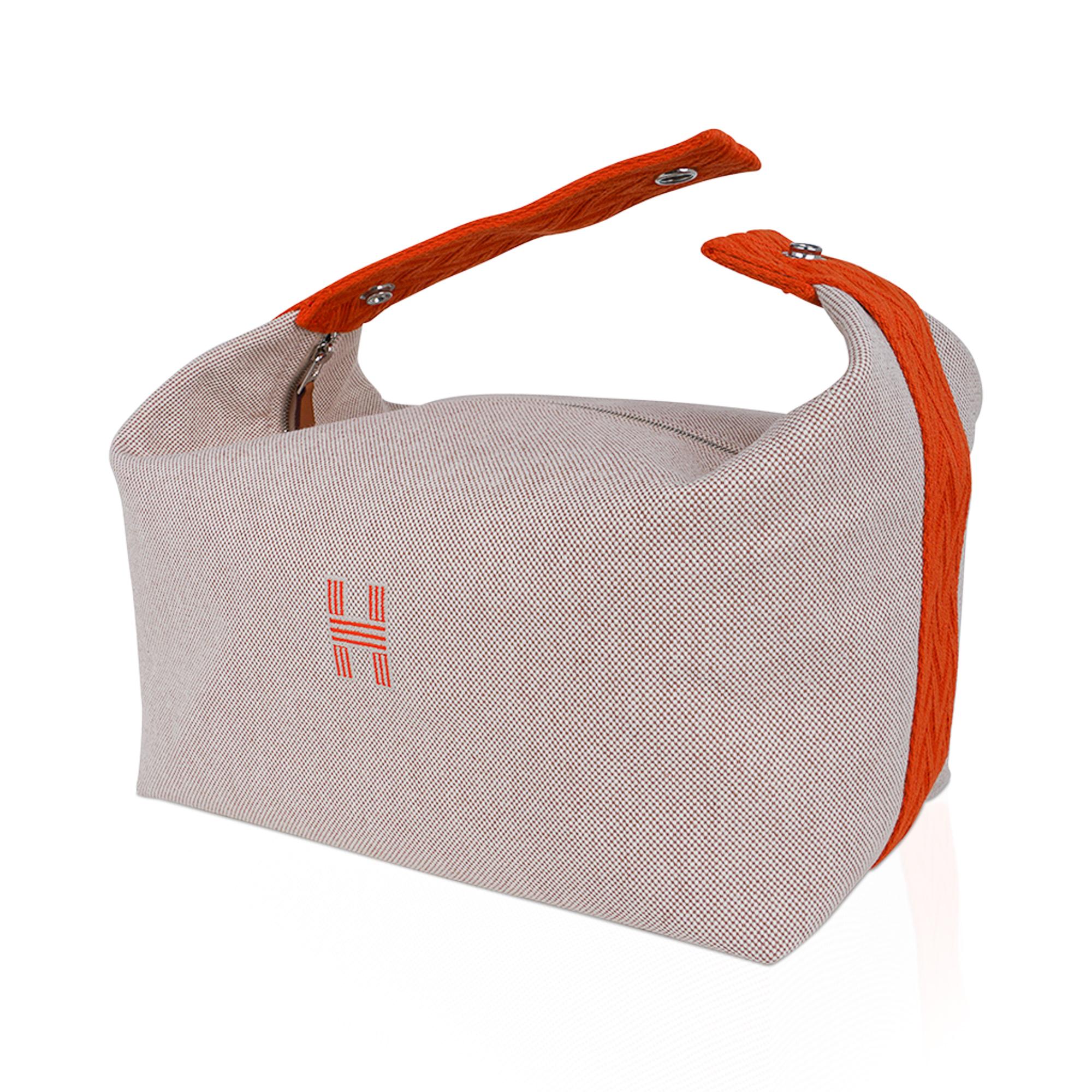 Hermès - Trousse de toilette « Bride a Brac » pour mariée, grand modèle naturel/orange, état neuf 3