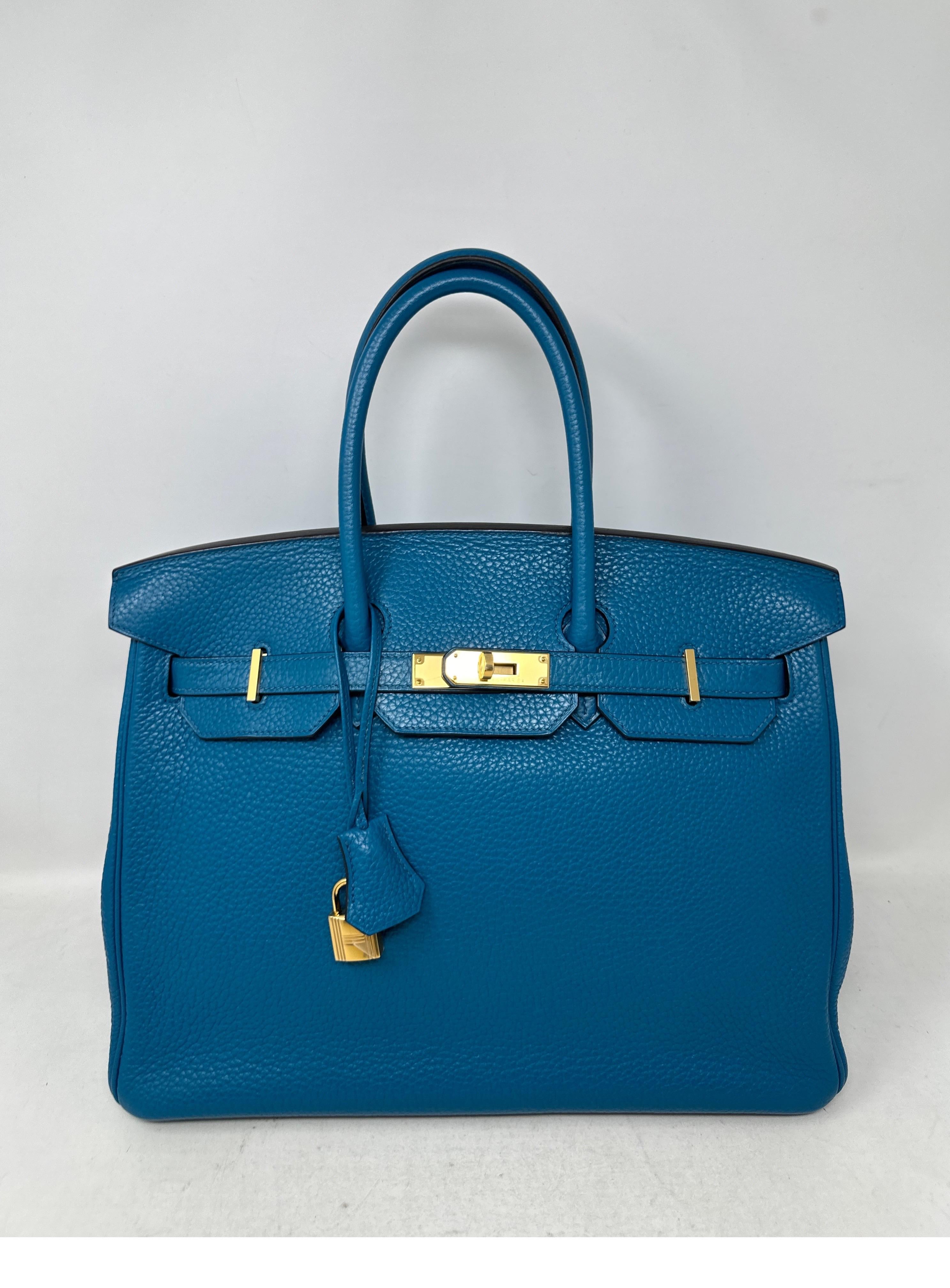 Hermes Turquoise Birkin 35 Bag 6
