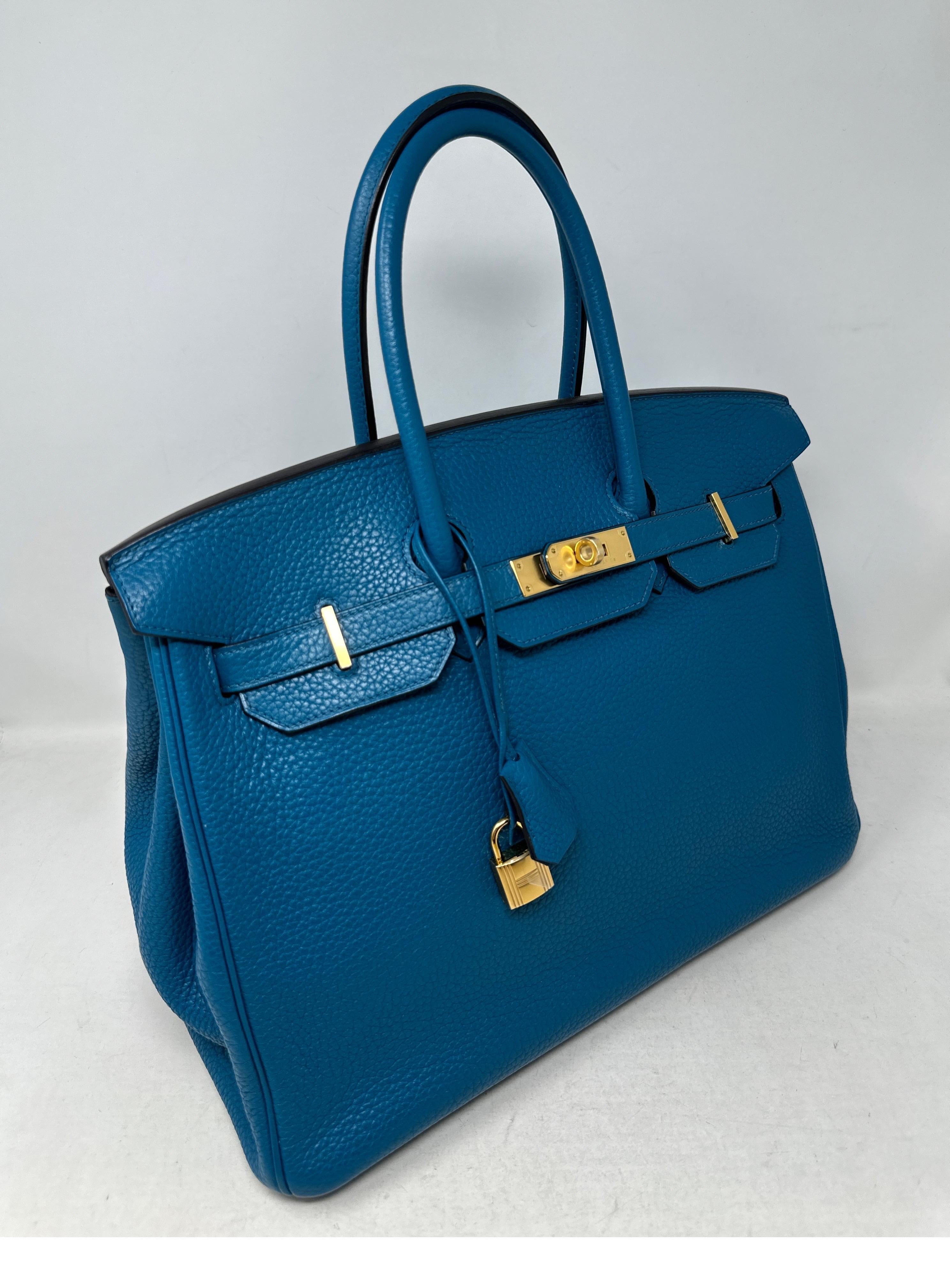 Hermes Turquoise Birkin 35 Bag 8