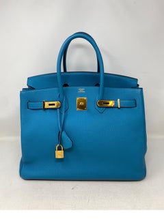 Hermes Turquoise Birkin 35 Bag