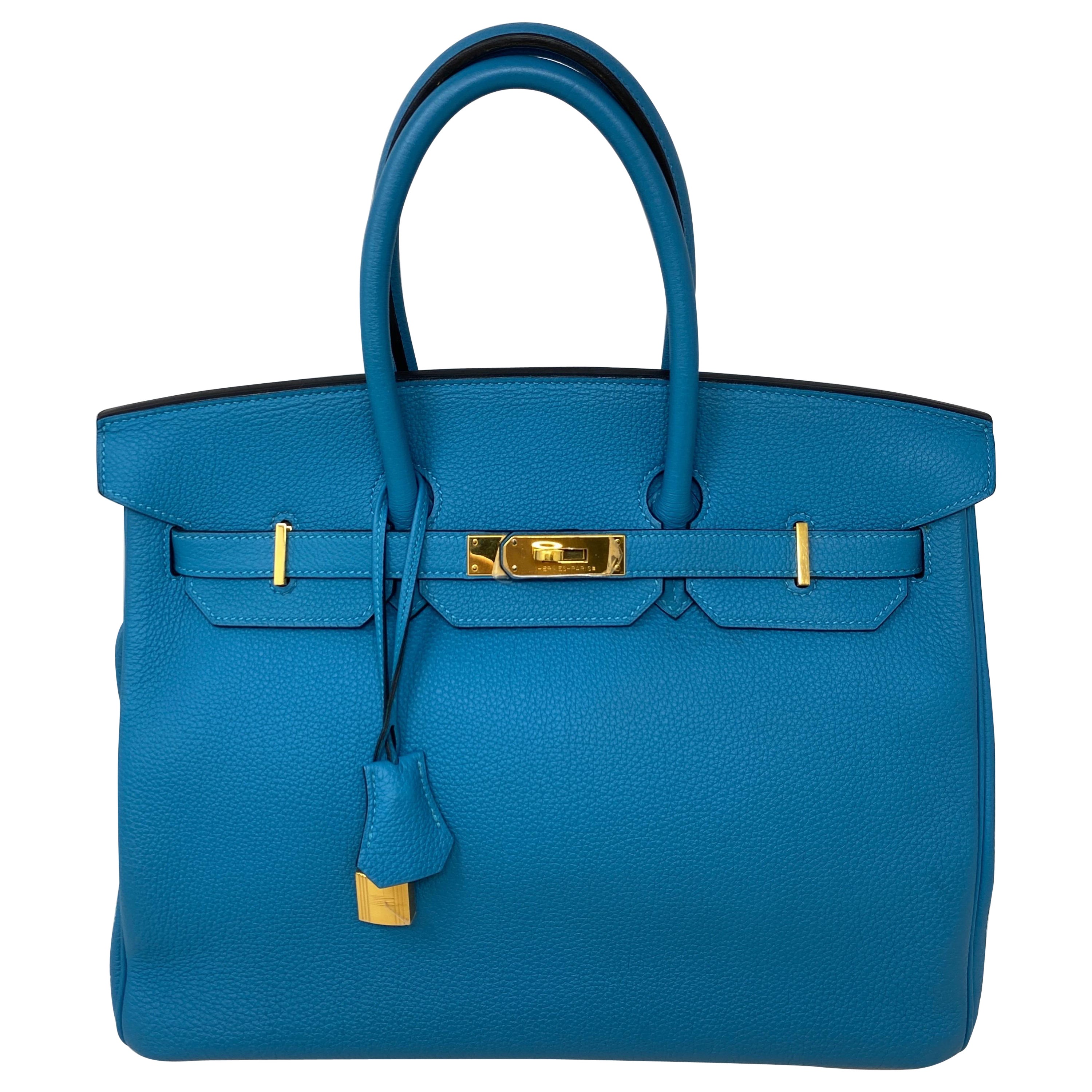 Hermes Turquoise Birkin 35 Bag