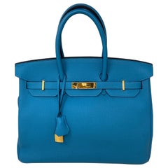 Hermes Turquoise Birkin 35 Bag