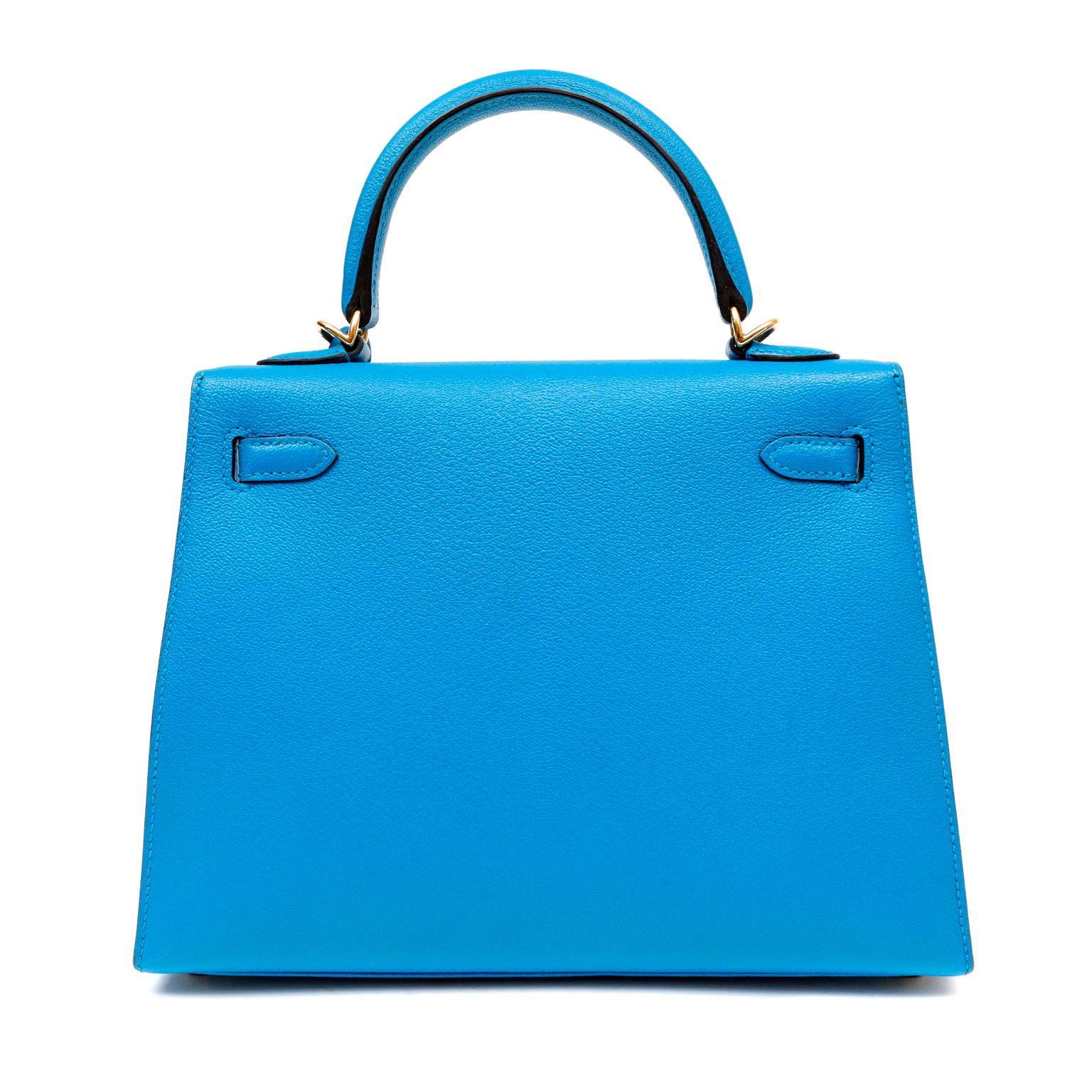 Hermès Turquoise Blue Chevre 25 cm Kelly 1