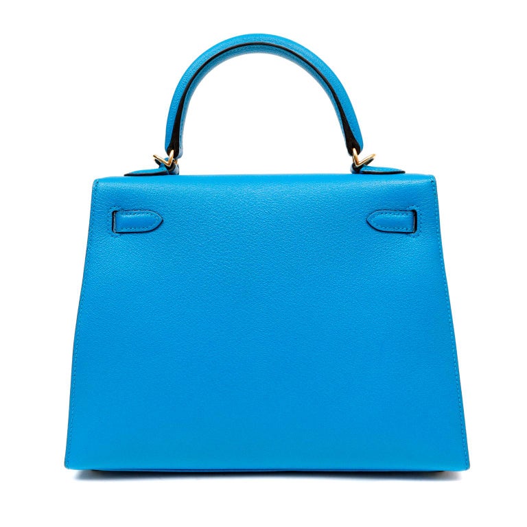Hermès Turquoise Blue Chevre 25 cm Kelly For Sale at 1stDibs | hermes ...