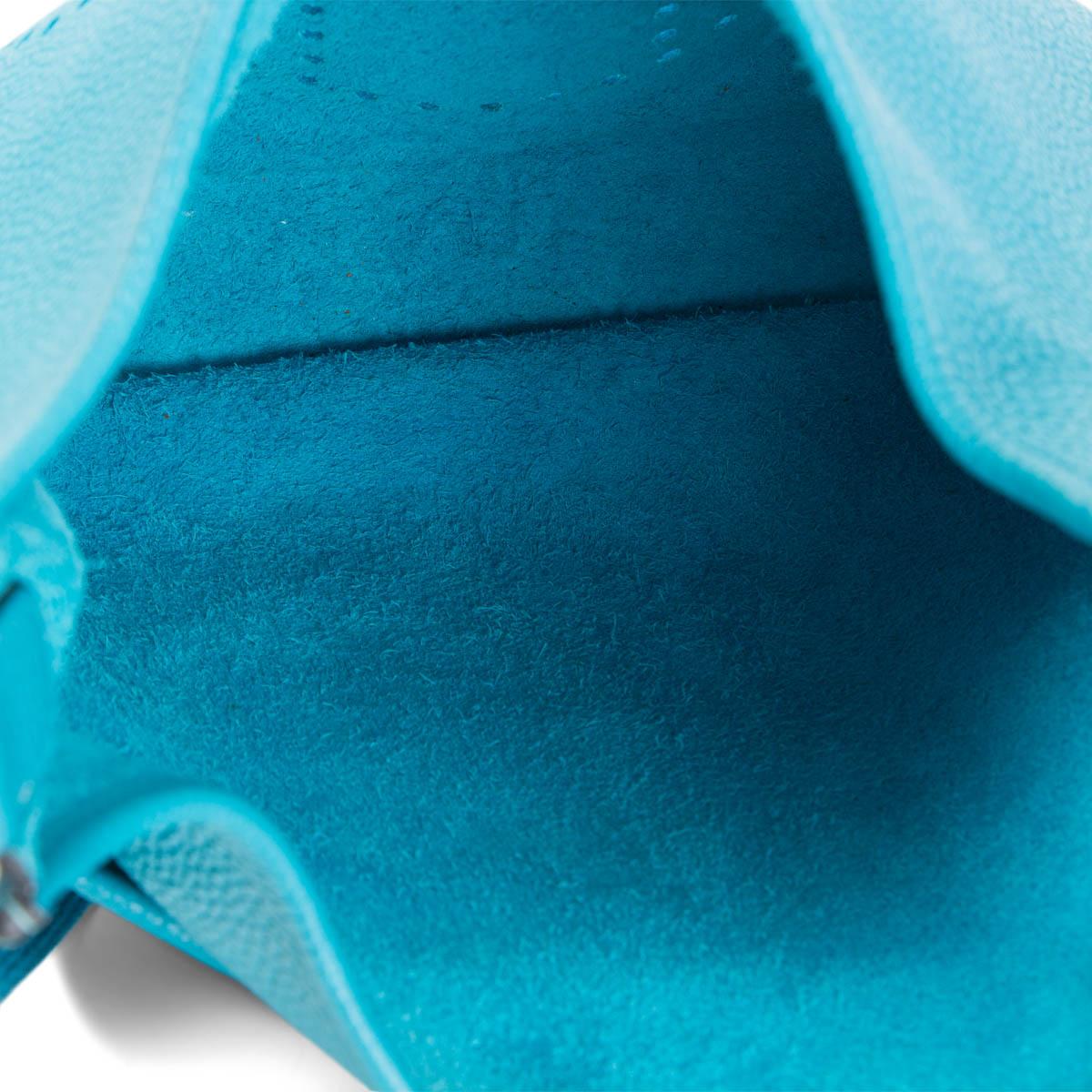 Women's HERMES Turquoise blue Clemence leather EVELYNE III 29 PM Bag Palladium