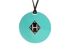 Hermès Turquoise Buffalo Horn H Pendant