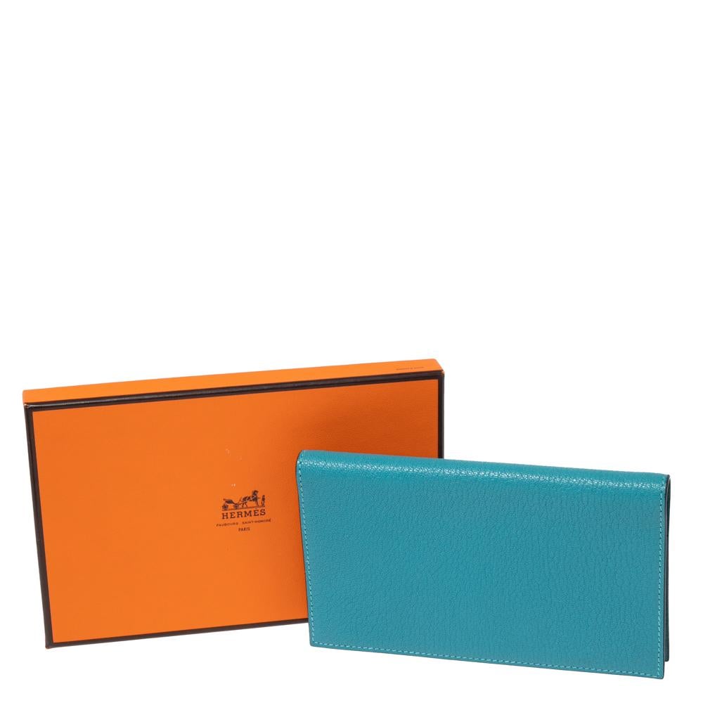 Hermes Turquoise Chevre Mysore Leather Vision II Agenda Cover 6