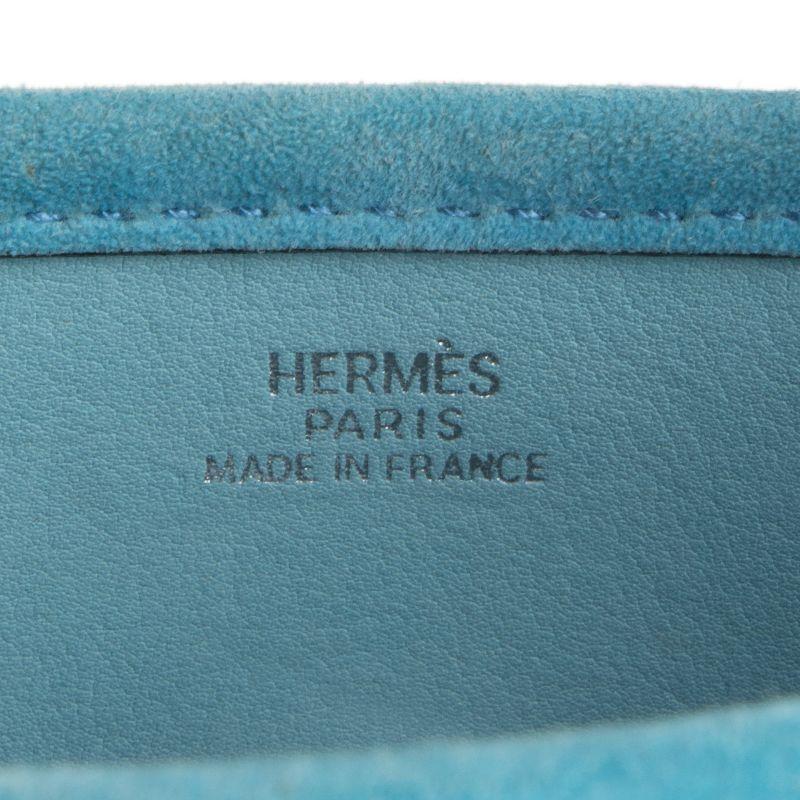 HERMES turquoise Doblis suede VESPA TPM Shoulder Bag In Good Condition In Zürich, CH