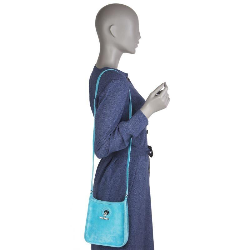 Women's HERMES turquoise Doblis suede VESPA TPM Shoulder Bag