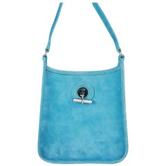 HERMES turquoise Doblis suede VESPA TPM Shoulder Bag