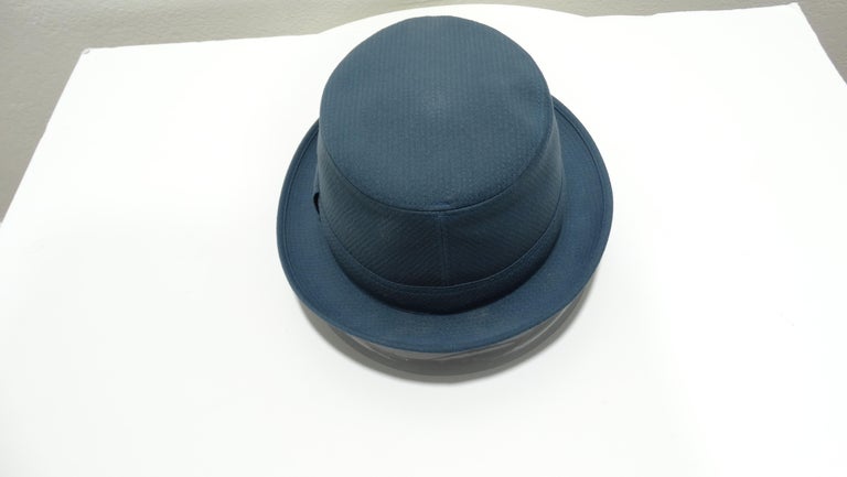 Gray Hermes Turquoise Fedora Hat For Sale