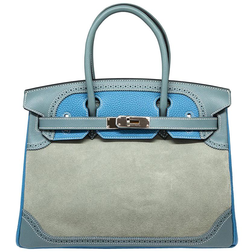Hermes Turquoise Ghillies 30cm Birkin Bag