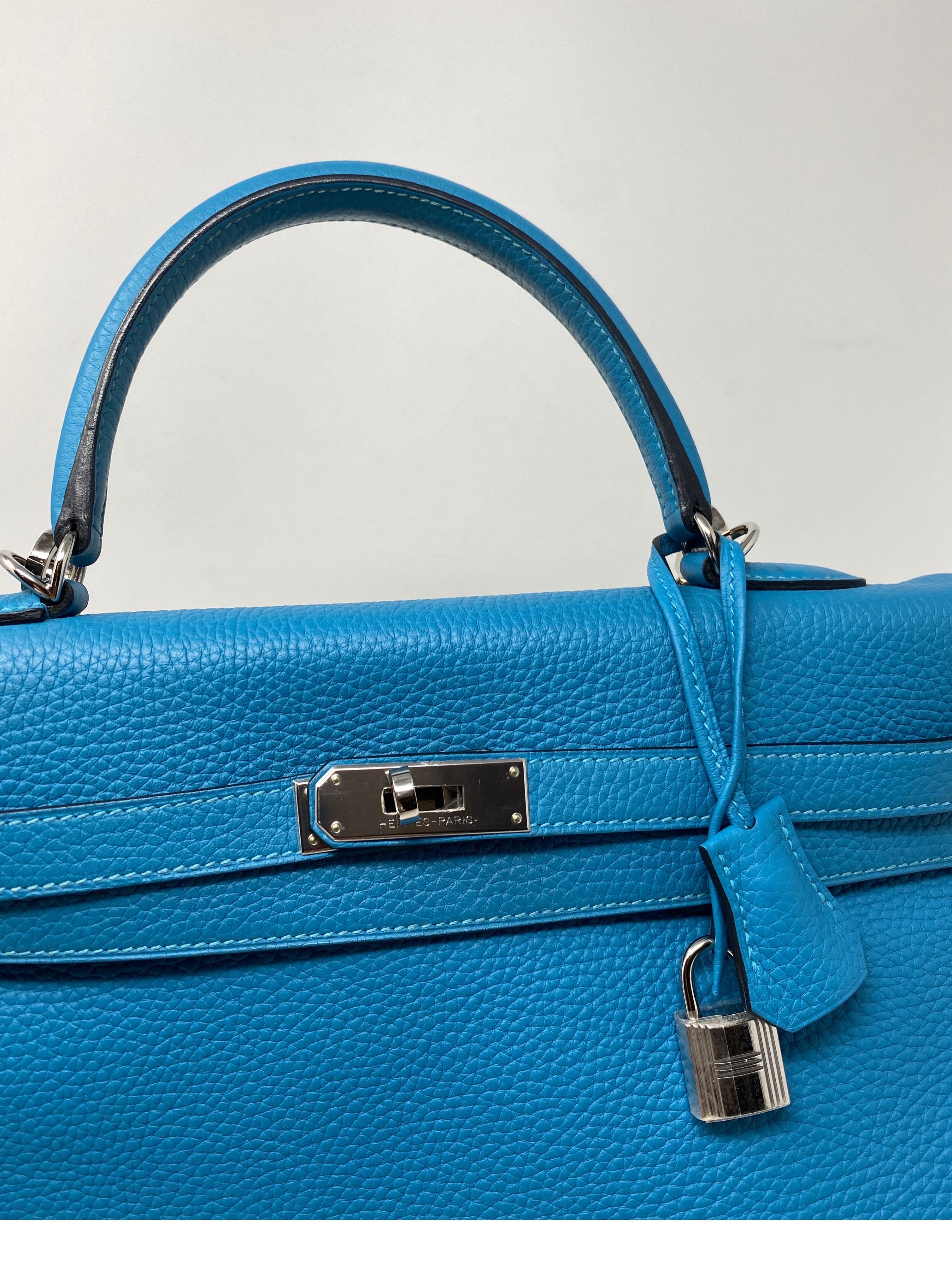 Hermes Turquoise Kelly II Retourne 35 Bag 2