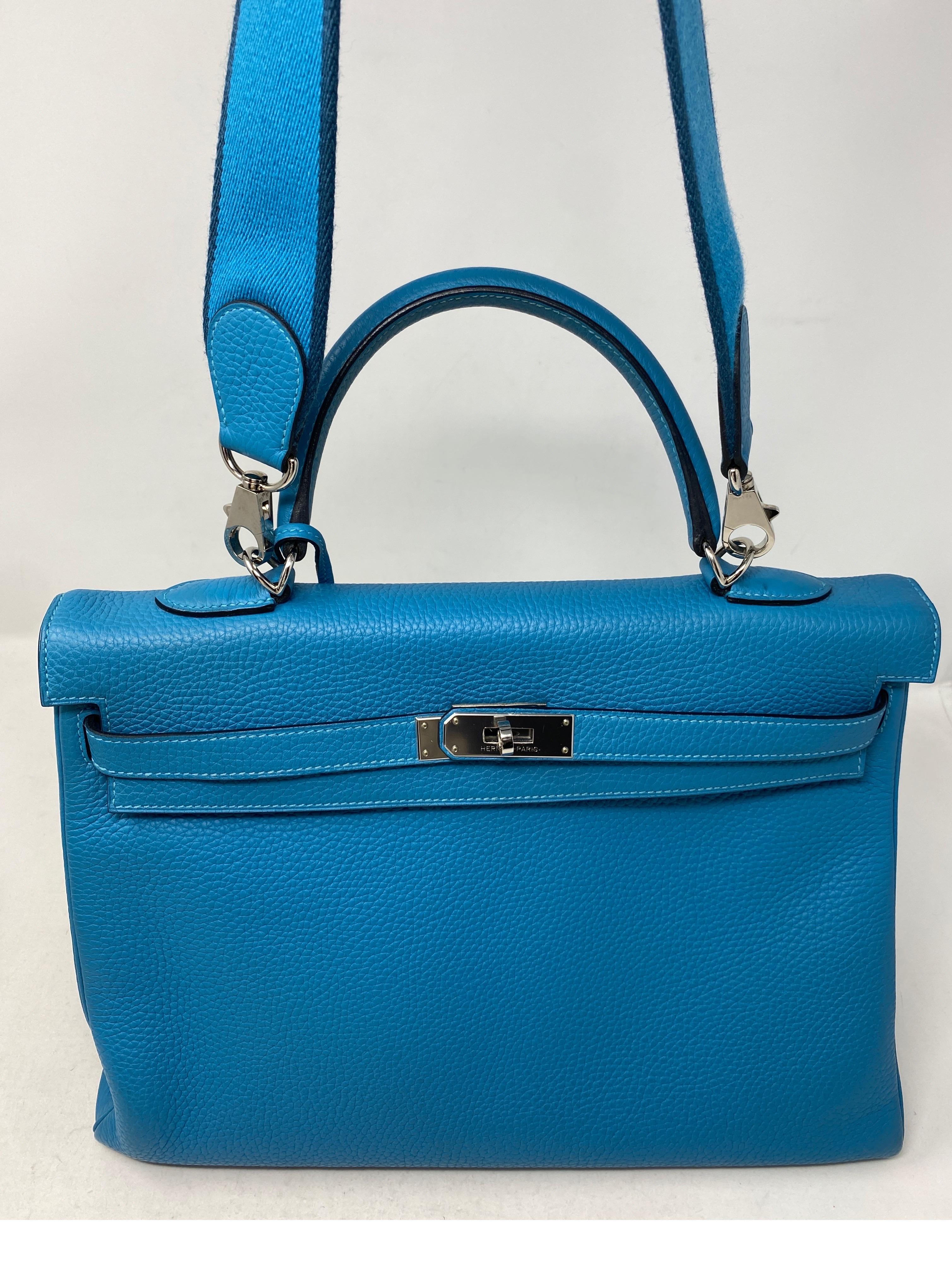 Hermes Turquoise Kelly II Retourne 35 Bag 5