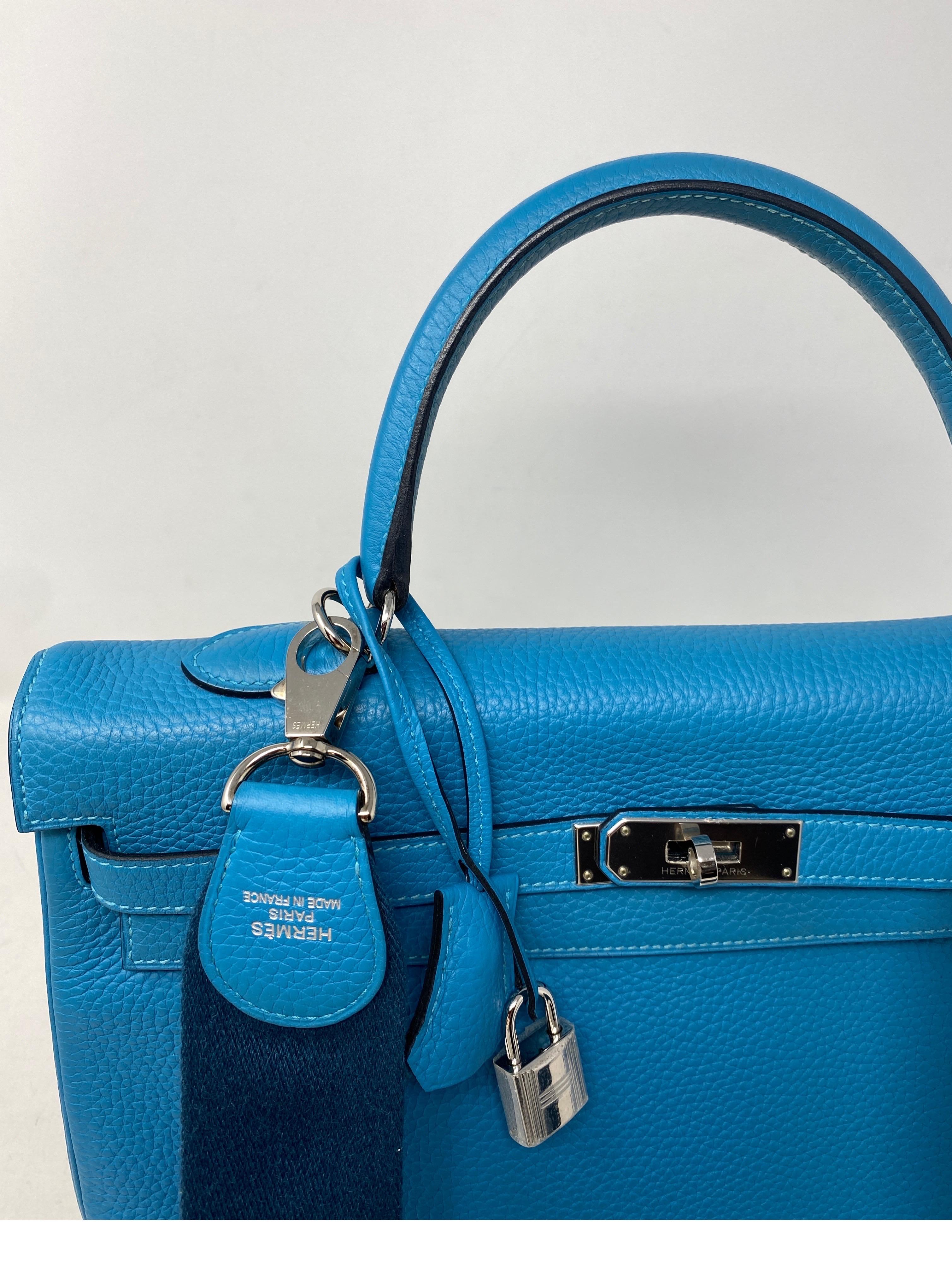 Hermes Turquoise Kelly II Retourne 35 Bag 6