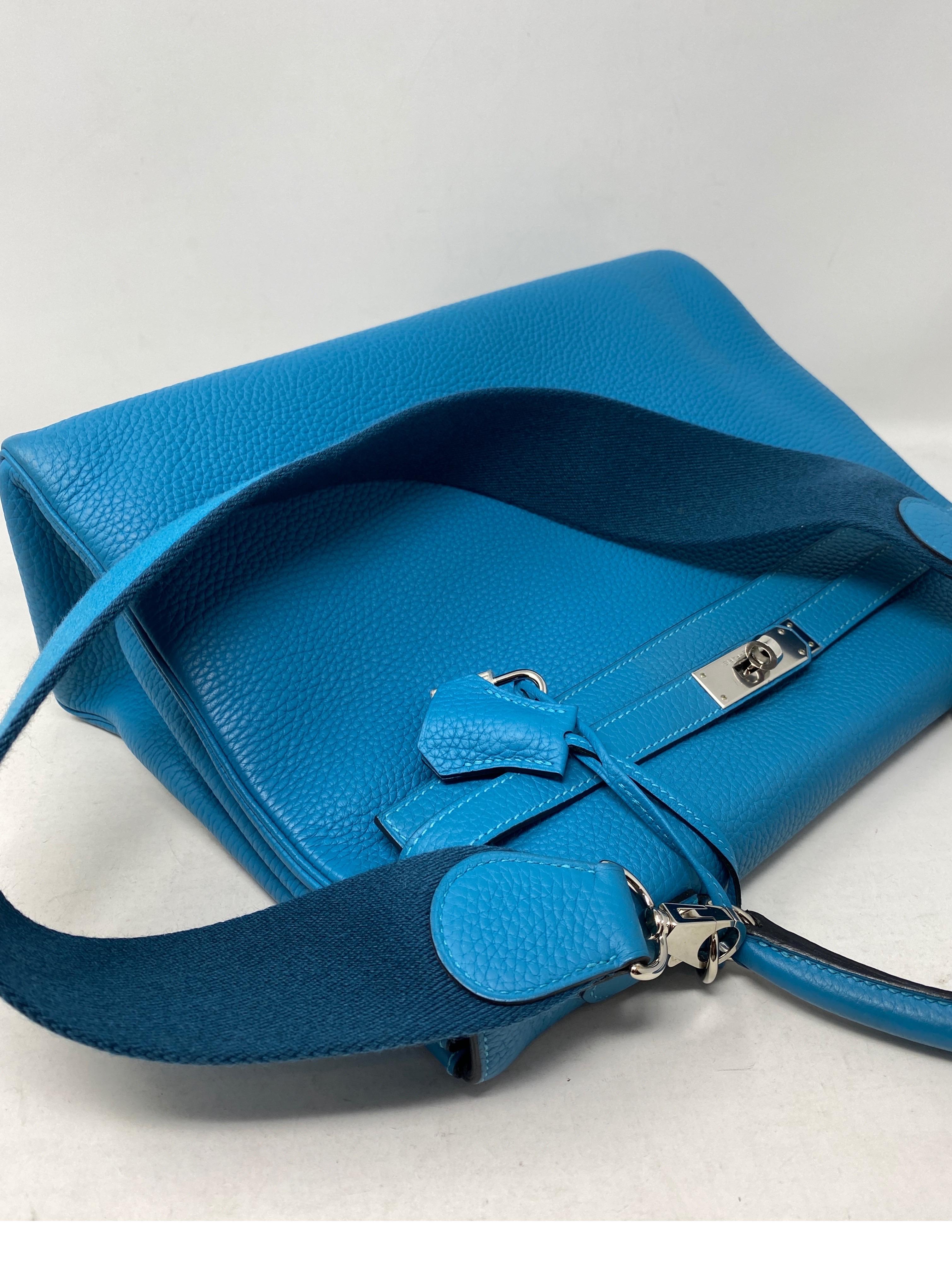 Hermes Turquoise Kelly II Retourne 35 Bag In Excellent Condition In Athens, GA
