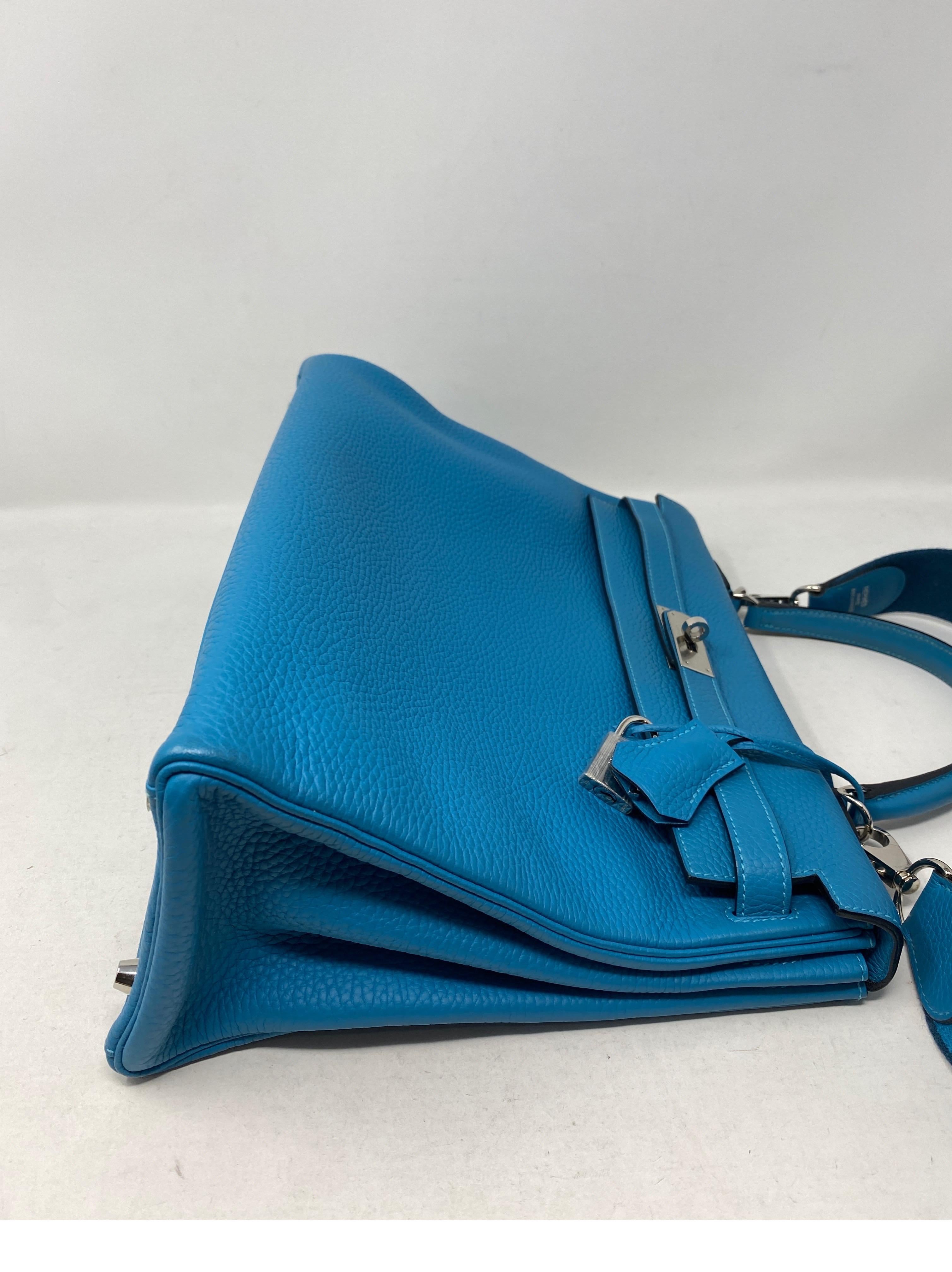 Women's or Men's Hermes Turquoise Kelly II Retourne 35 Bag