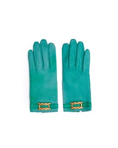 Hermes Turquoise Leather Gloves