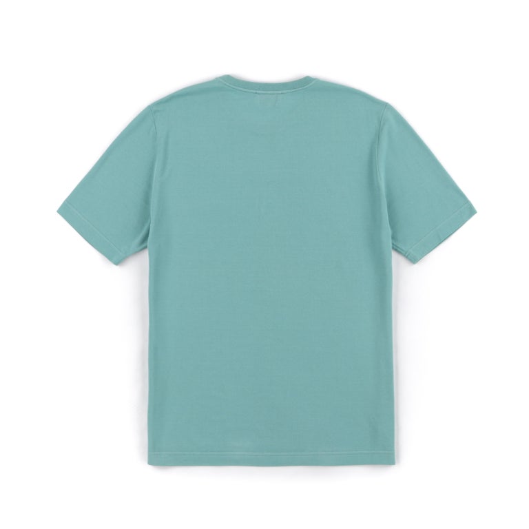 HERMES Turquoise Piqué H Embroidered Patch Pocket Short Sleeve T Shirt