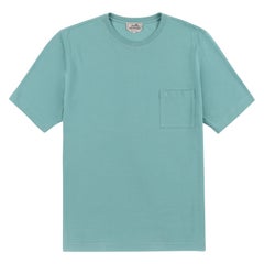 HERMES Turquoise Piqué H Embroidered Patch Pocket Short Sleeve T Shirt Top