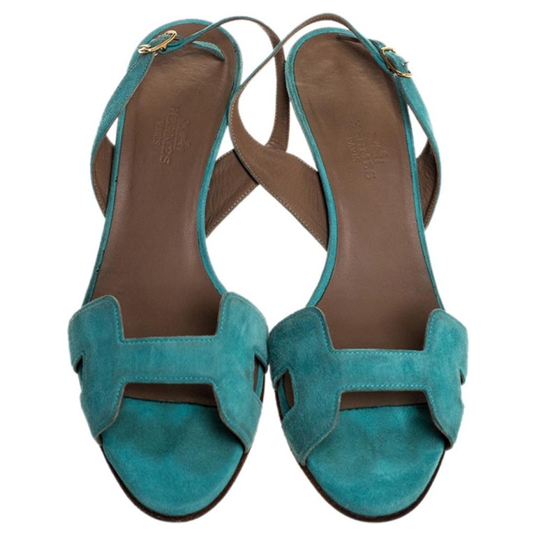 turquoise suede sandals